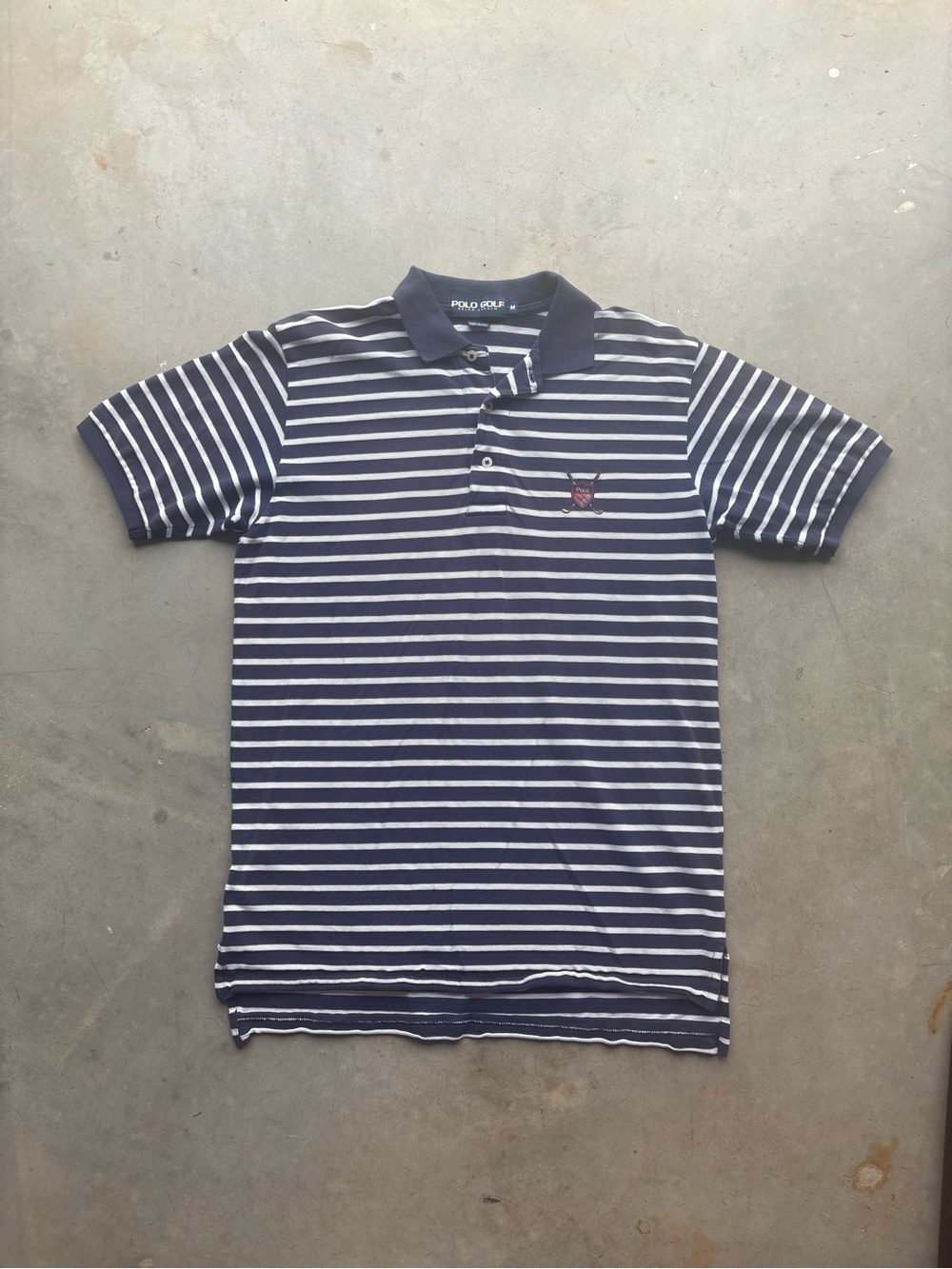 Vintage 90s Ralph Lauren Shirt Mens Large Polo Black Striped Golf Club Crest